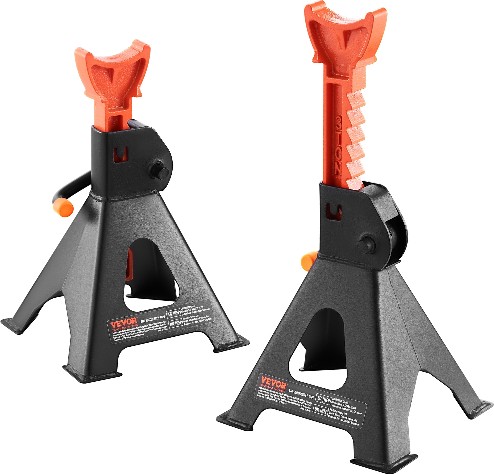 Orange 3-Ton Steel Manual Jack stand set