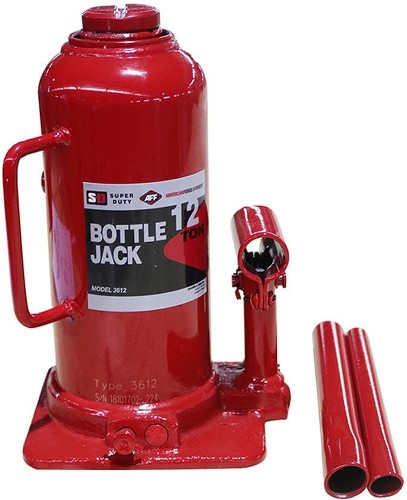 Red 12-Ton Steel Manual Bottle jack
