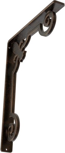 Fleur De Lis 10-in x 1.5-in x 12-in Antique bronze Wrought iron Mounting bracket