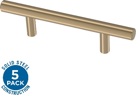 Bar 3-3/4-in , 96mm Center to Center Champagne Bronze Antimicrobial Cylindrical Bar Drawer Pull 5 -Pack