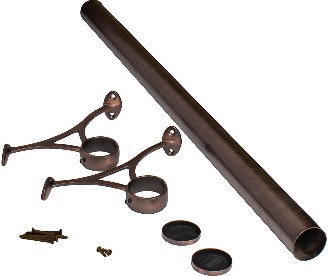 4-ft L x 2-in Dia Antique Bronze Metal Bar Foot Rail Kit (Installation Hardware Included)