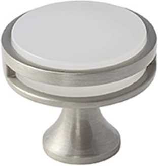 Oberon 1-3/8-in Satin Nickel/Frosted Round Contemporary Cabinet Knob
