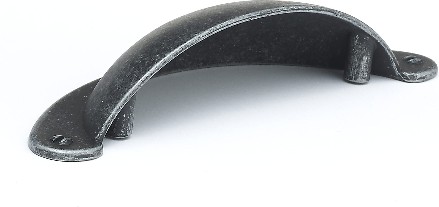 Sorbonne 3-in , 76mm Center to Center Antique Iron Oval Cup Drawer Pull