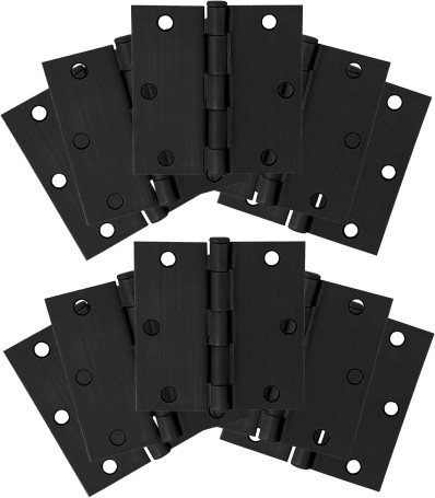 3-1/2-in H Square Matte Black Butterfly Interior/Exterior Door Hinge 10 -Pack