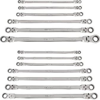 13 -Piece Set Standard (SAE) and Metric Flexible Head Ratchet Wrench