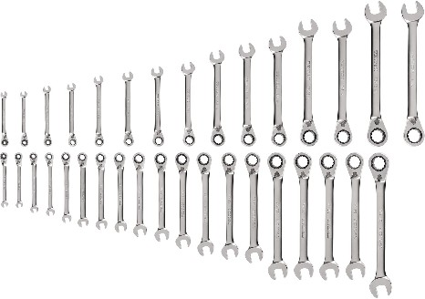 34 -Piece Set Metric and standard (SAE) Ratchet Wrench