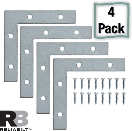 4-in x 0.875-in x 4-in Zinc-plated Steel Corner brace 4 -Pack