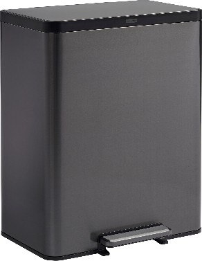 Elite Dual Stream 15.9 Gallon Charcoal Metal Indoor Kitchen Step Trash Can