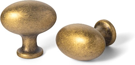 1-2/5-in Antique Brass Oval Classic Cabinet Knob 6 -Pack