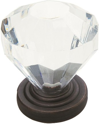 Traditional Classics 1-1/4-in Clear/Oil-Rubbed Bronze Geometric Traditional Cabinet Knob