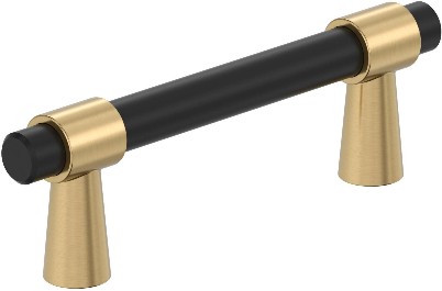 Mergence 3-in , 76mm Center to Center Matte Black and Champagne Bronze Cylindrical Bar Drawer Pull