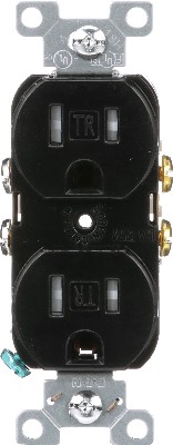 15 -Amp 125-volt Tamper Resistant Commercial Duplex Outlet , Black