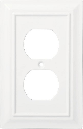 Wood Architectural 1 -Gang Midsize Size Pure White Natural fiber Indoor Toggle/Duplex Wall Plate