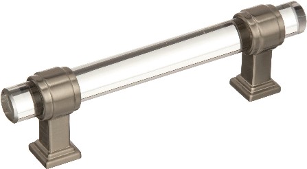 Glacio 3-3/4-in , 96mm Center to Center Clear and Satin Nickel Cylindrical Bar Drawer Pull