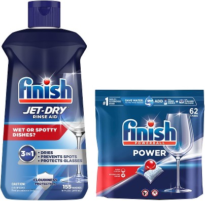 Power 62-Count Dishwasher Detergent & Jet Dry Rinsing Agent Bundle