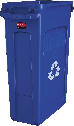 Slim Jim 23 Gallon Blue Plastic Indoor Kitchen Lidless Trash Can