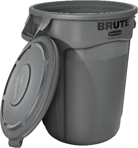 BRUTE 44 Gallon Gray Plastic Indoor/Outdoor Detached Lid Trash Can
