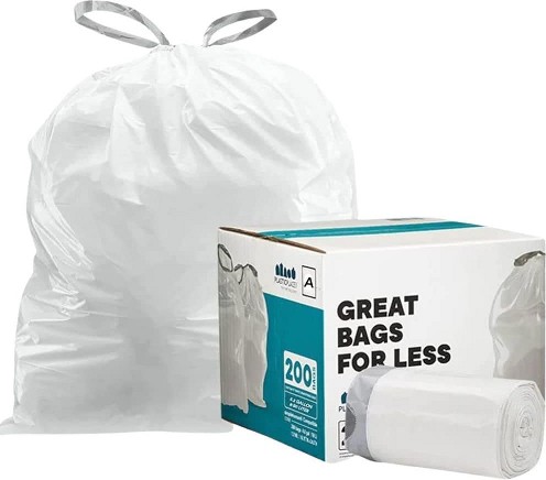 1.2-Gallon Scent free White Indoor Plastic Kitchen Drawstring Trash Bag 200 -Count
