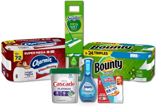 Household Essentials with Swiffer, Bounty Paper Towels, Dawn Powerwash, and Cascade
