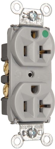 Pass Seymour 20 -Amp 125-volt Hospital Duplex Outlet , Gray