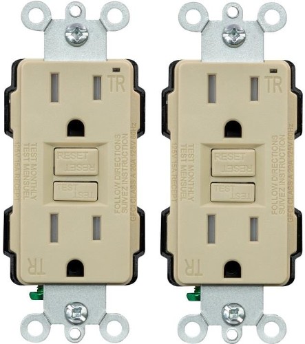 15 -Amp 125-volt Tamper Resistant GFCI Residential Decorator Outlet , Ivory 2 -Pack