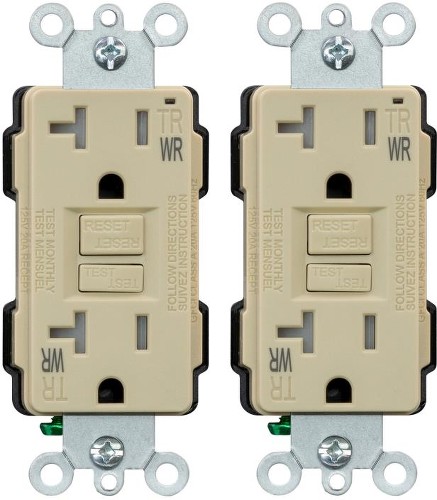 20 -Amp 125-volt Tamper Resistant Weather Resistant GFCI Residential Decorator Outlet , Ivory 2 -Pack