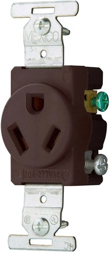 20 -Amp 277-volt Commercial Round Outlet , Brown