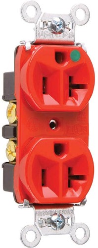 Pass Seymour 20 -Amp 125-volt Hospital Duplex Outlet , Red