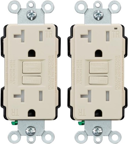 20 -Amp 125-volt Tamper Resistant GFCI Residential Decorator Outlet , Light almond 2 -Pack