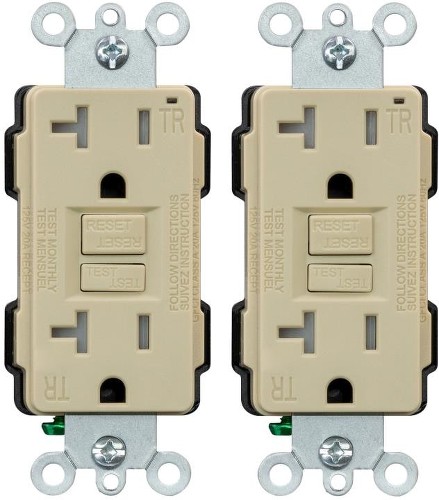 20 -Amp 125-volt Tamper Resistant GFCI Residential Decorator Outlet , Ivory 2 -Pack