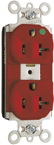 Pass Seymour PlugTail#174 20 -Amp 125-volt Commercial Duplex Outlet , Red