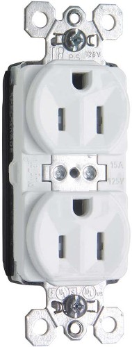 Pass Seymour PlugTail 15 -Amp 125-volt Tamper Resistant Commercial Duplex Outlet , White