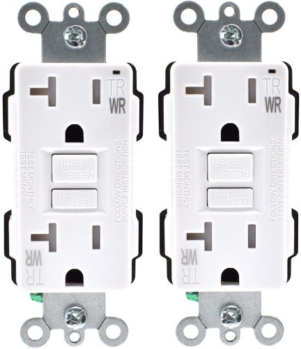 20 -Amp 125-volt Tamper Resistant Weather Resistant GFCI Residential Decorator Outlet , White 2 -Pack