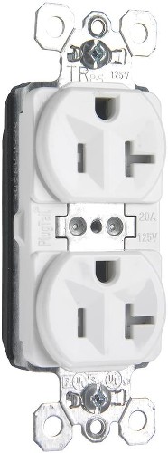 Pass Seymour PlugTail 20 -Amp 125-volt Tamper Resistant Commercial Duplex Outlet , White