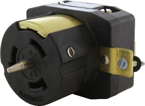 CS8169-G 50-Amp 3-phase 480V -Volt NEMA 4-wire grounding Heavy-duty Locking Connector , Black