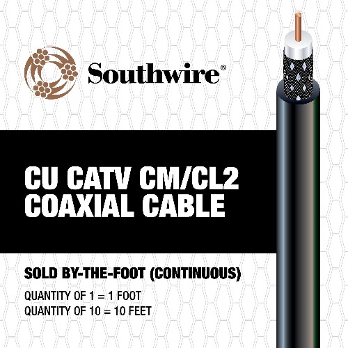 18 RG6 Black Coaxial Cable ( By-the-foot )