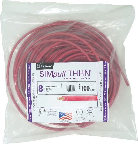 100-ft 8 -AWG Red Stranded Copper THHN wire ( By-the-roll )
