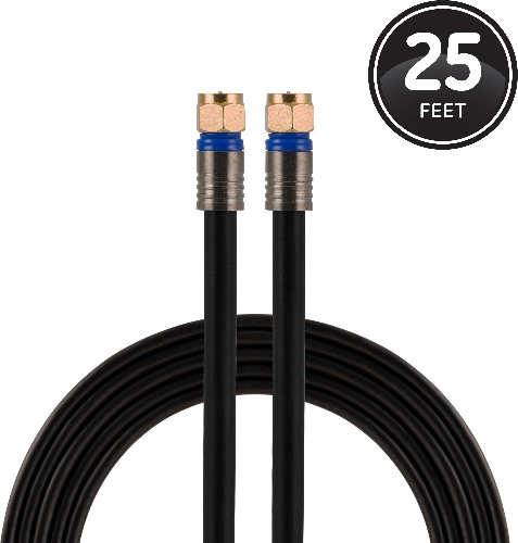 25-ft RG6-Quad Shield Black Coaxial Cable