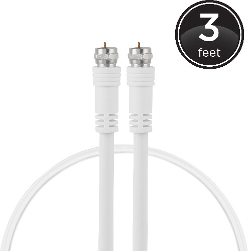 3-ft RG6 White Coaxial Cable