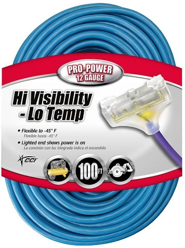 100-ft 12 / 3 Heavy Duty 3 Prong Blue Outdoor Extension Power Cord