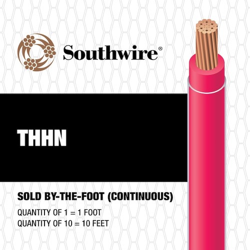1-ft 10 -AWG Red Stranded Copper THHN wire ( By-the-foot )