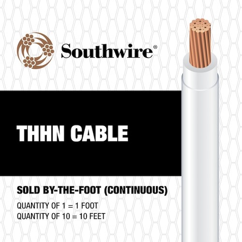 1-ft 10 -AWG White Stranded Copper THHN wire ( By-the-foot )