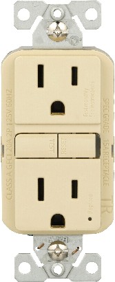 15 -Amp 125-volt Tamper Resistant GFCI Residential Decorator Outlet , Ivory