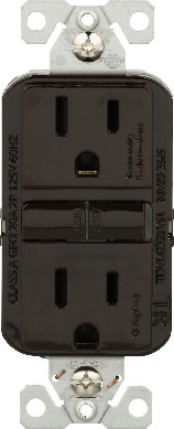 15 -Amp 125-volt Tamper Resistant GFCI Residential Decorator Outlet , Brown