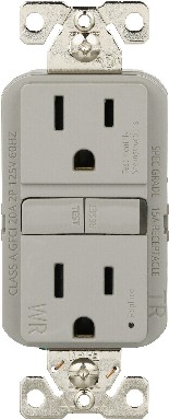 15 -Amp 125-volt Tamper Resistant Weather Resistant GFCI Residential Decorator Outlet , Gray