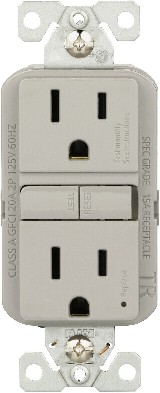 15 -Amp 125-volt Tamper Resistant GFCI Residential Decorator Outlet , Gray