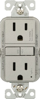 15 -Amp 125-volt Tamper Resistant GFCI Residential Decorator Outlet Receptacles , Silver Granite