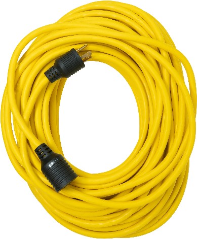 100-ft 12 / 3 3 Prong Yellow Indoor/Outdoor SJTW Heavy Duty Locking Extension Cord