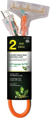 2-ft 12 / 3 3 Prong Orange Outdoor S Heavy Duty Lighted Extension Cord