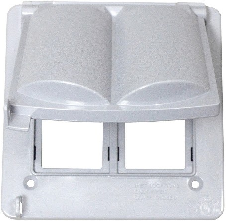 2 -Gang Square White Plastic Weatherproof Electrical Box Cover